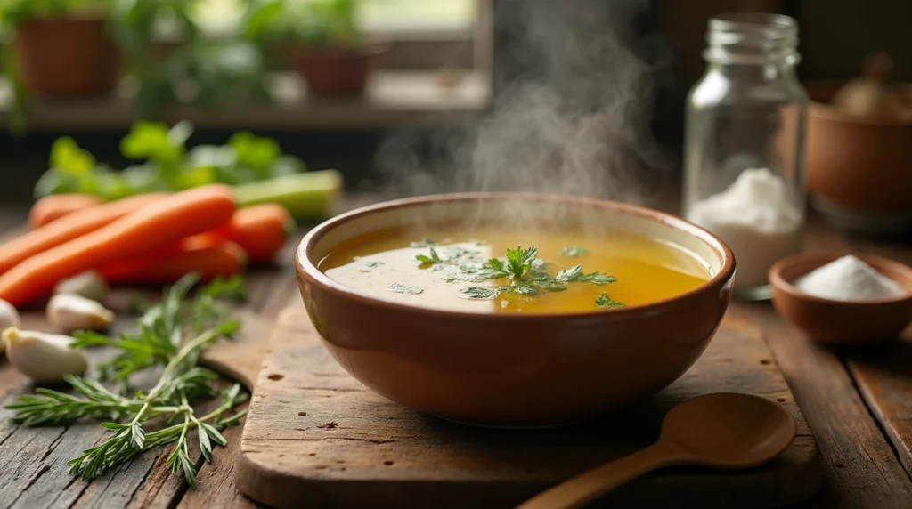 Chicken Bone Broth Recipe – A nutritious broth made with chicken bones, vegetables, herbs, and spices
